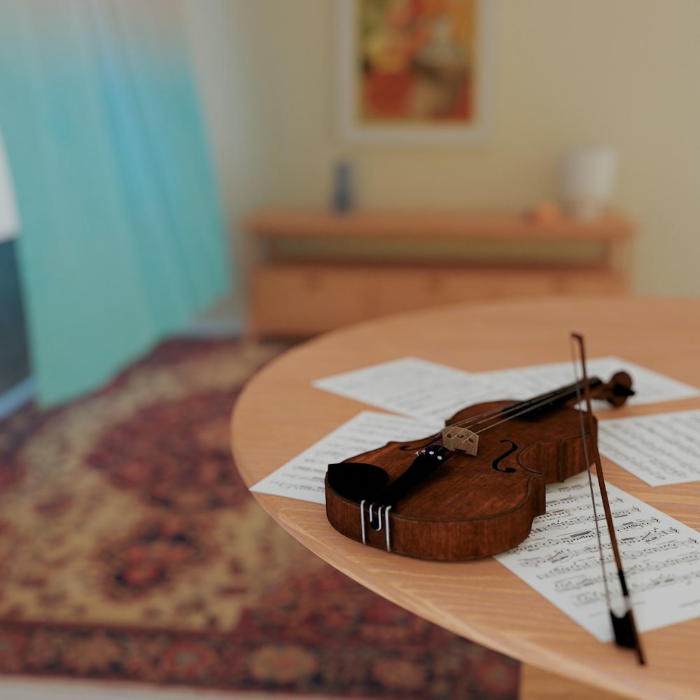 a violin on a table