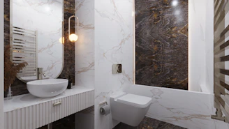 a bathroom with a tub sink and toilet