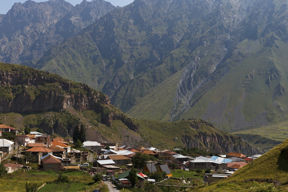 a town in the valley between mountains