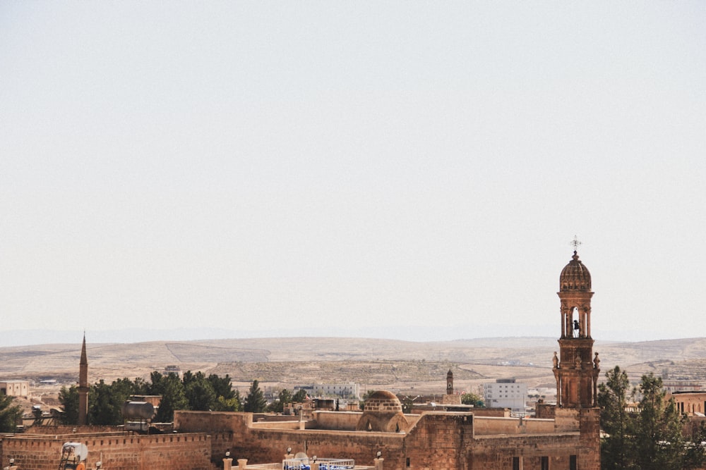 a city with a tower