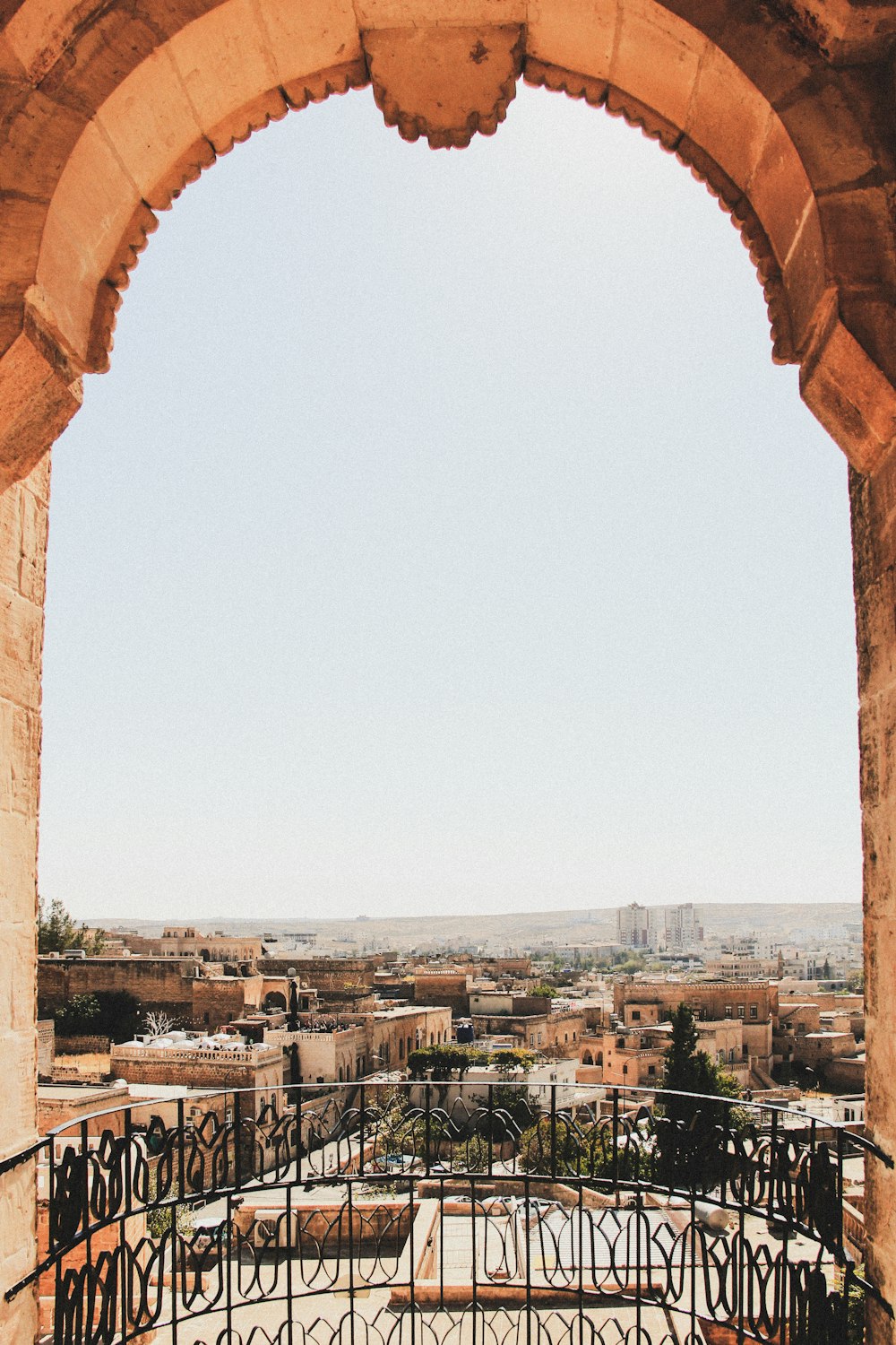 a view of a city from a balcony