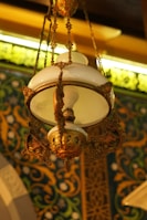 a chandelier from a ceiling