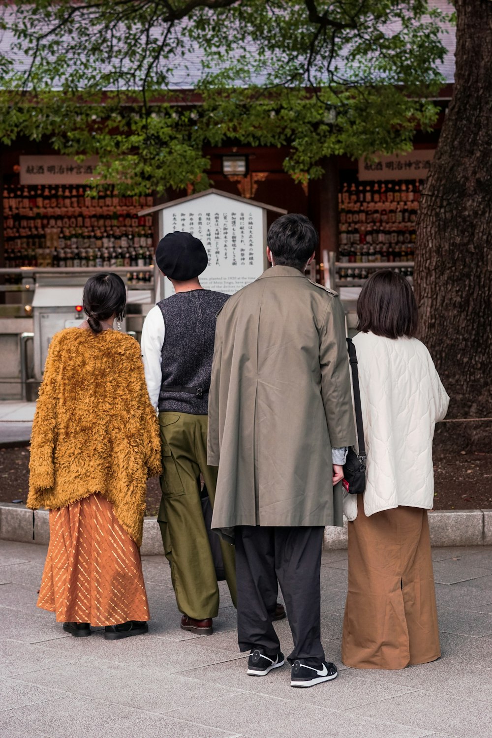 a group of people standing outside