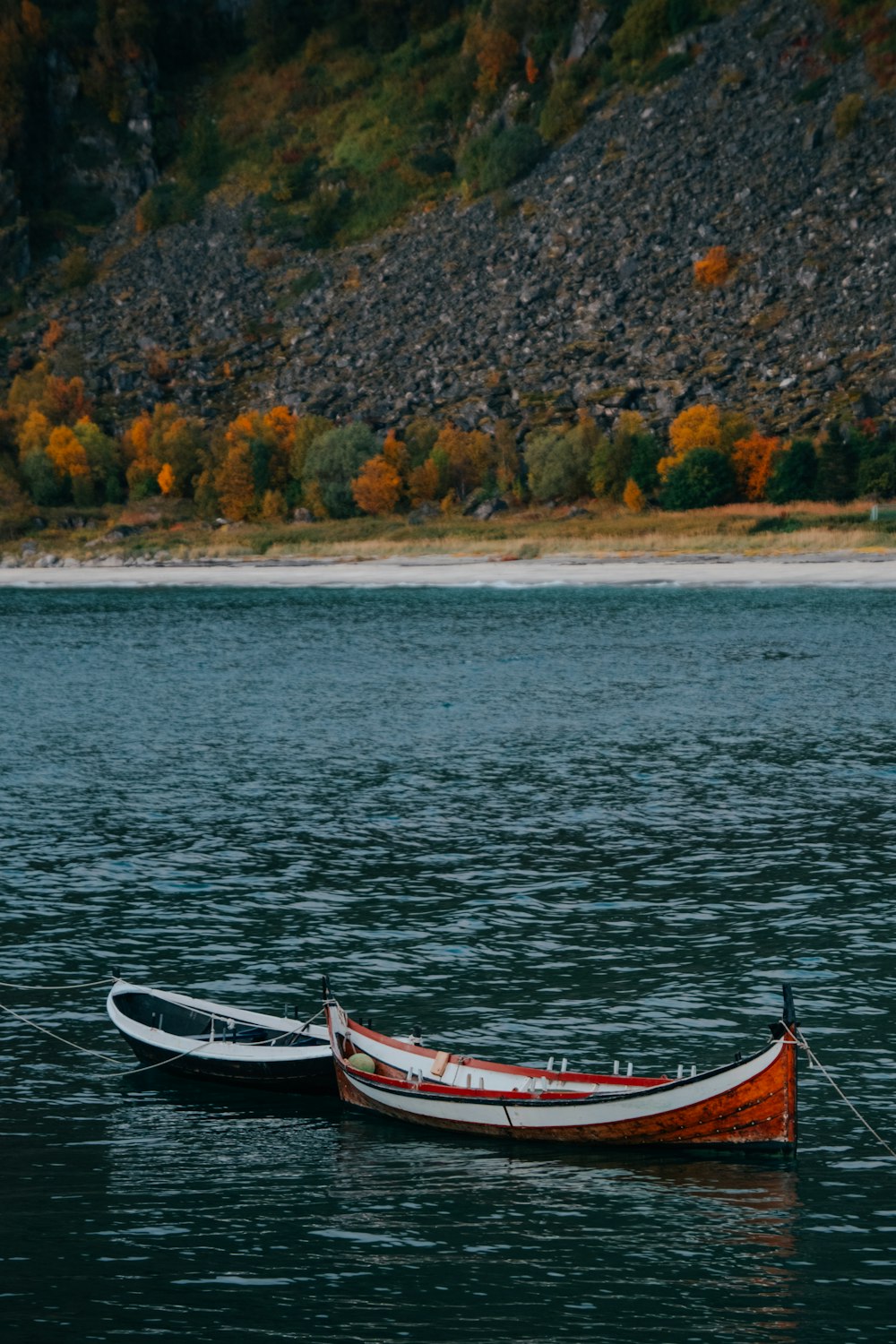 a couple of boats in a lake