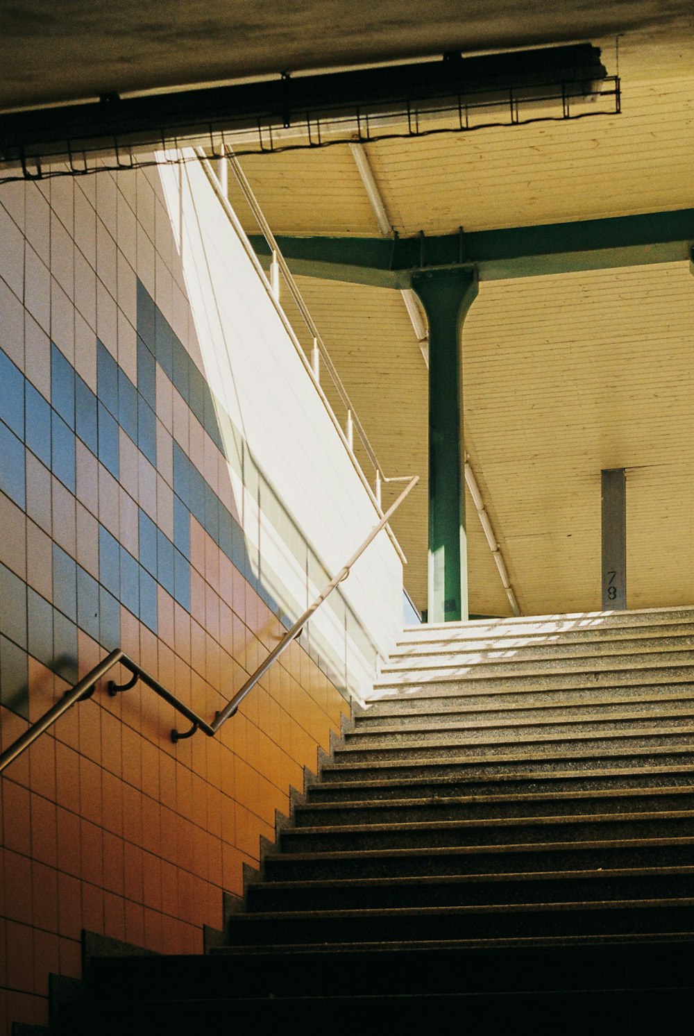 a staircase leading up to a building