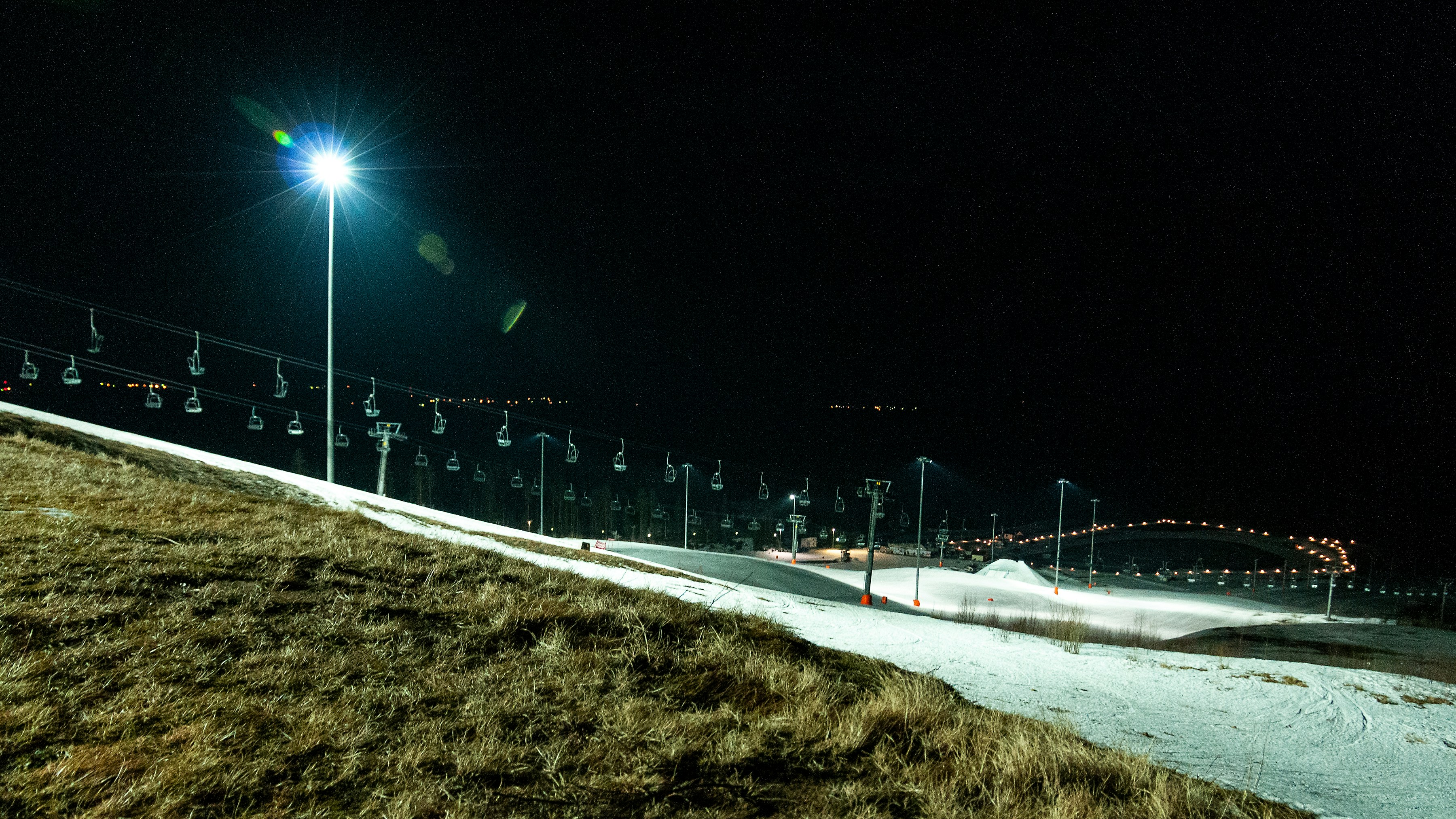 a road with lights on it