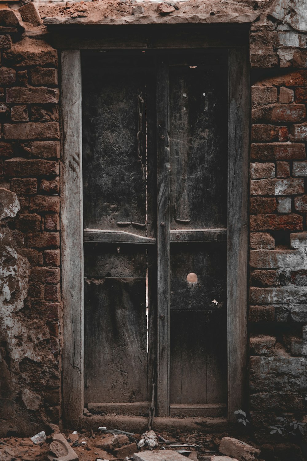 a door in a brick wall