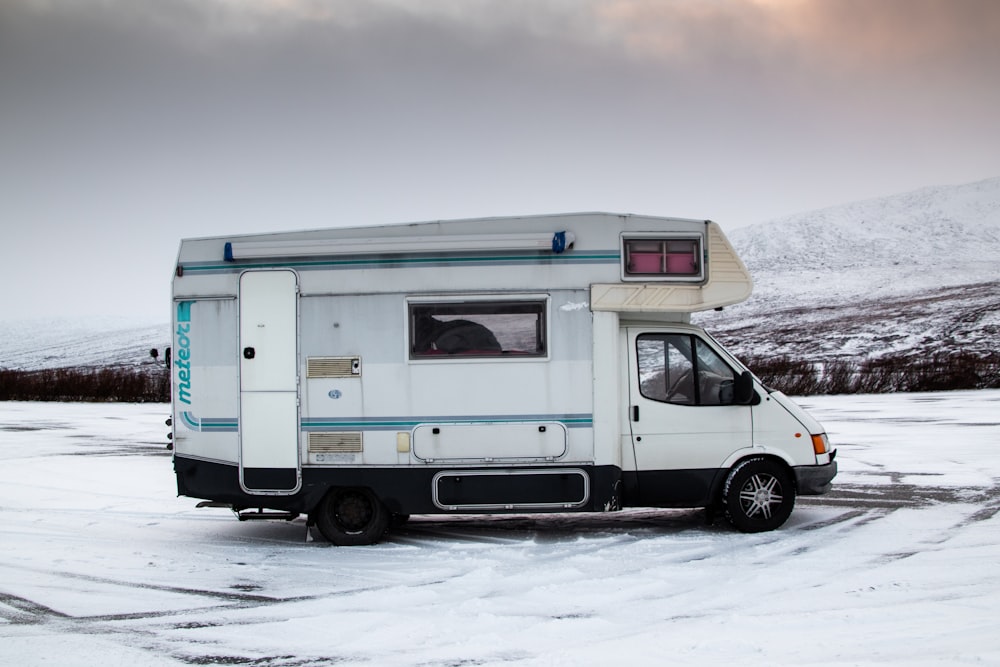 a white van in the snow