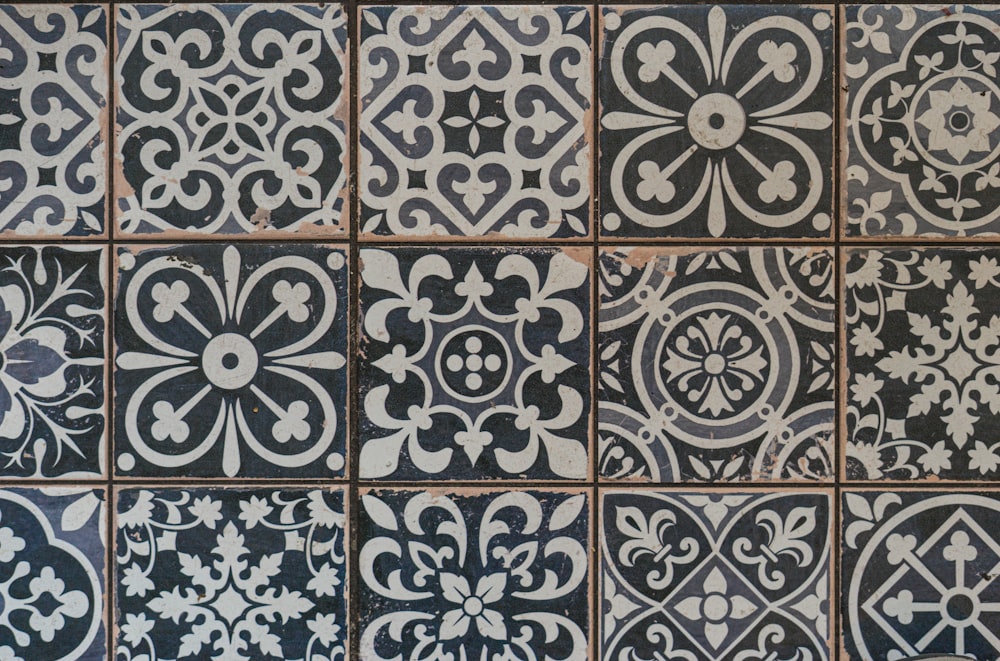 a wall with designs