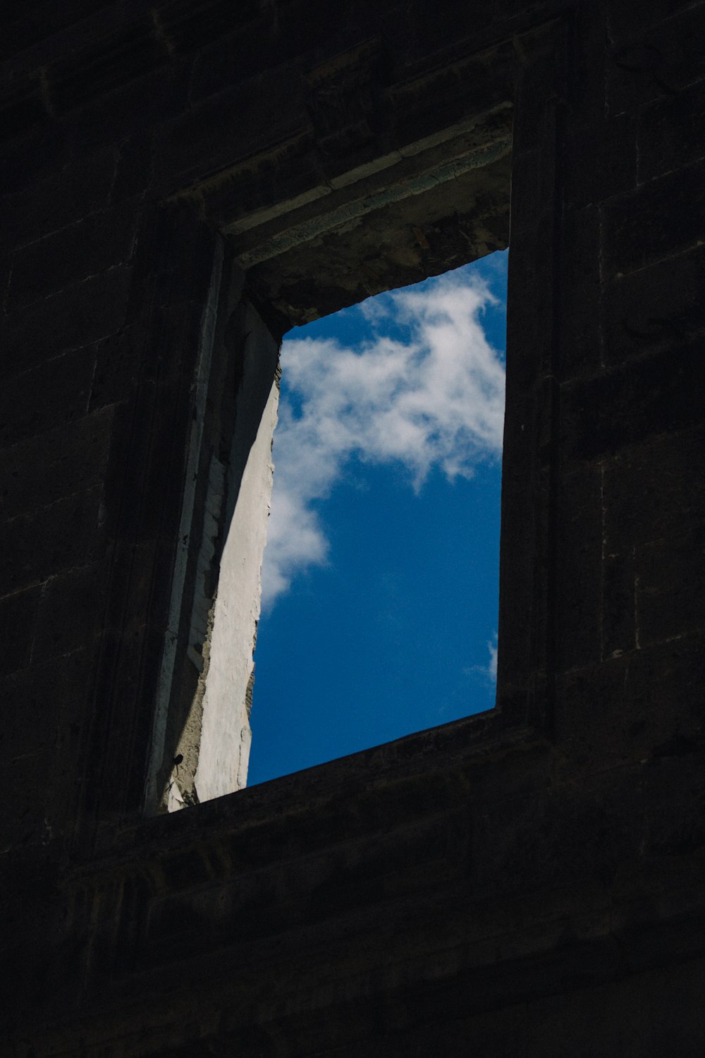 a window in a stone building