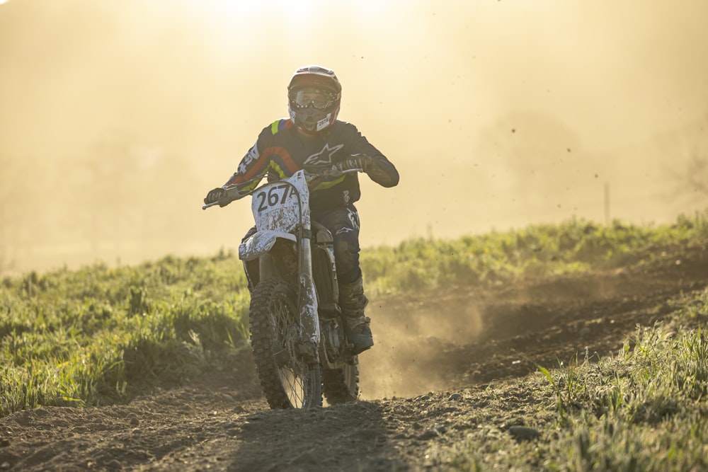 a man riding a dirt bike