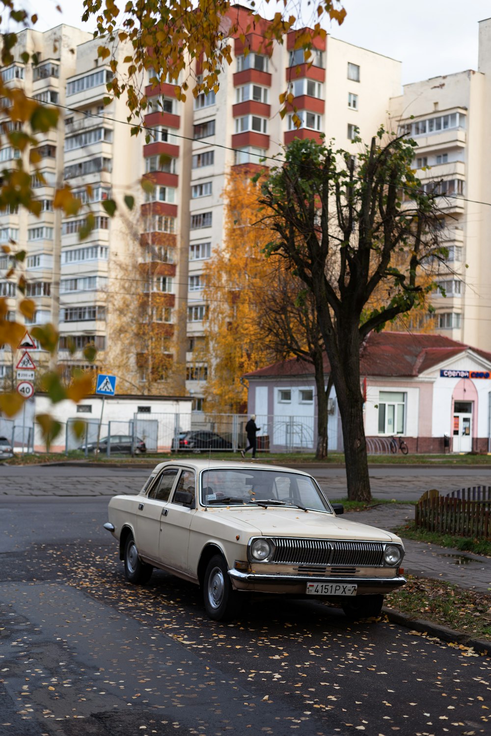 a car parked on a street