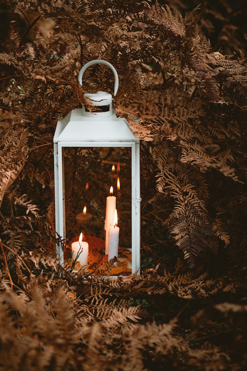 a light bulb with candles in it