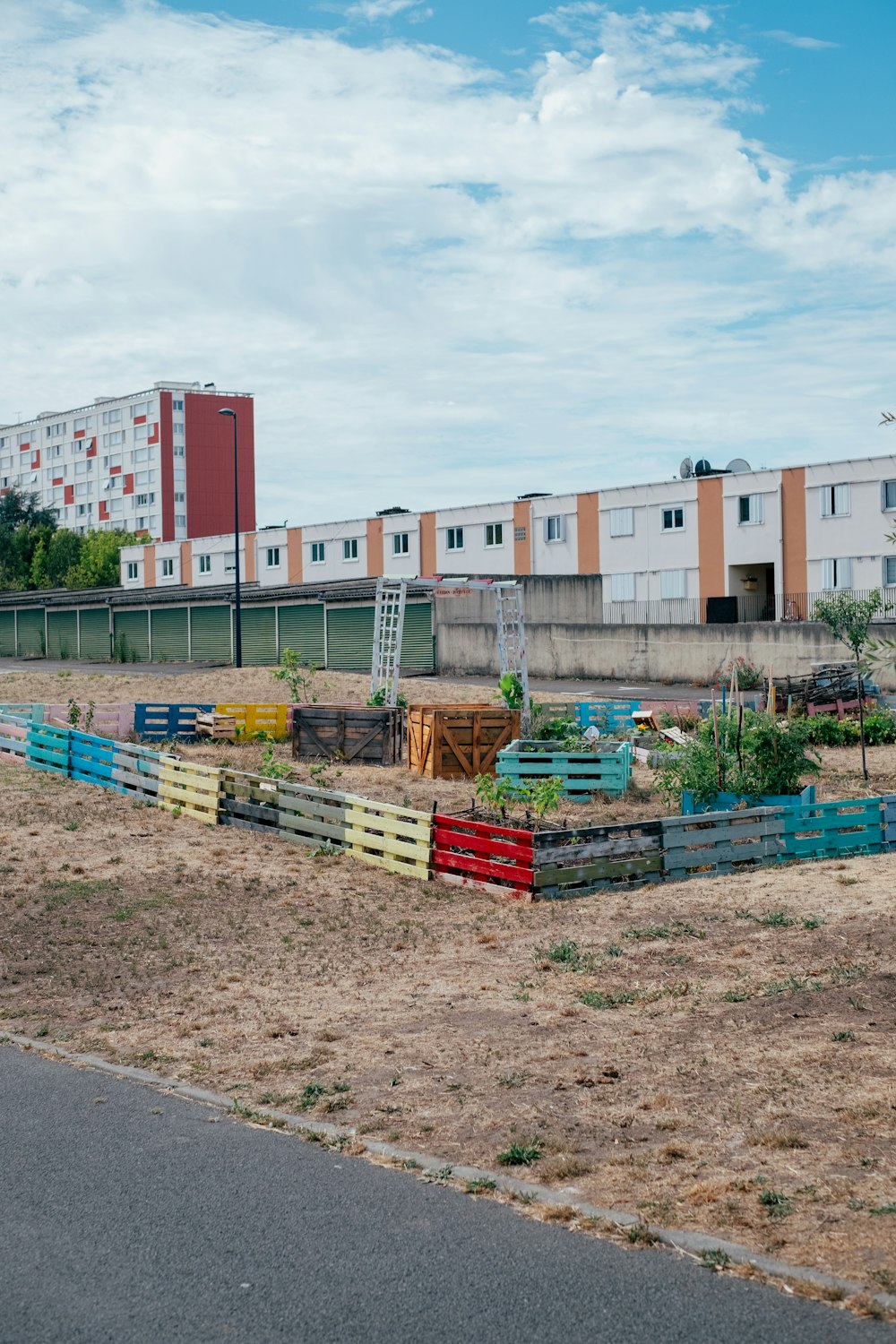 a construction site with a fence