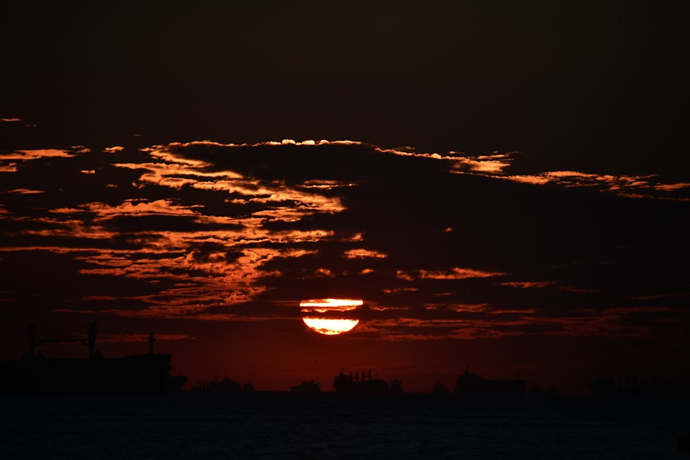 a sunset over a city