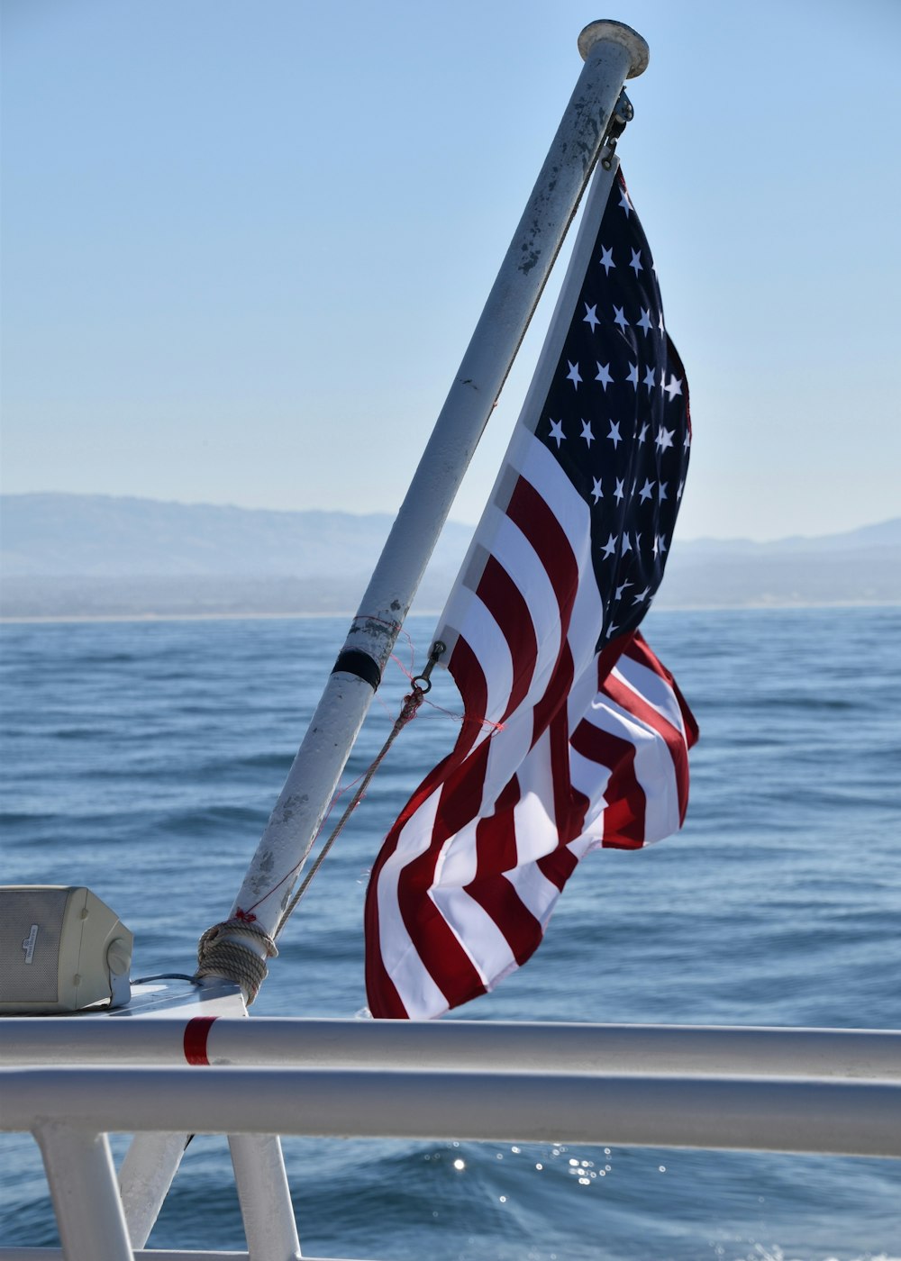 a flag on a boat