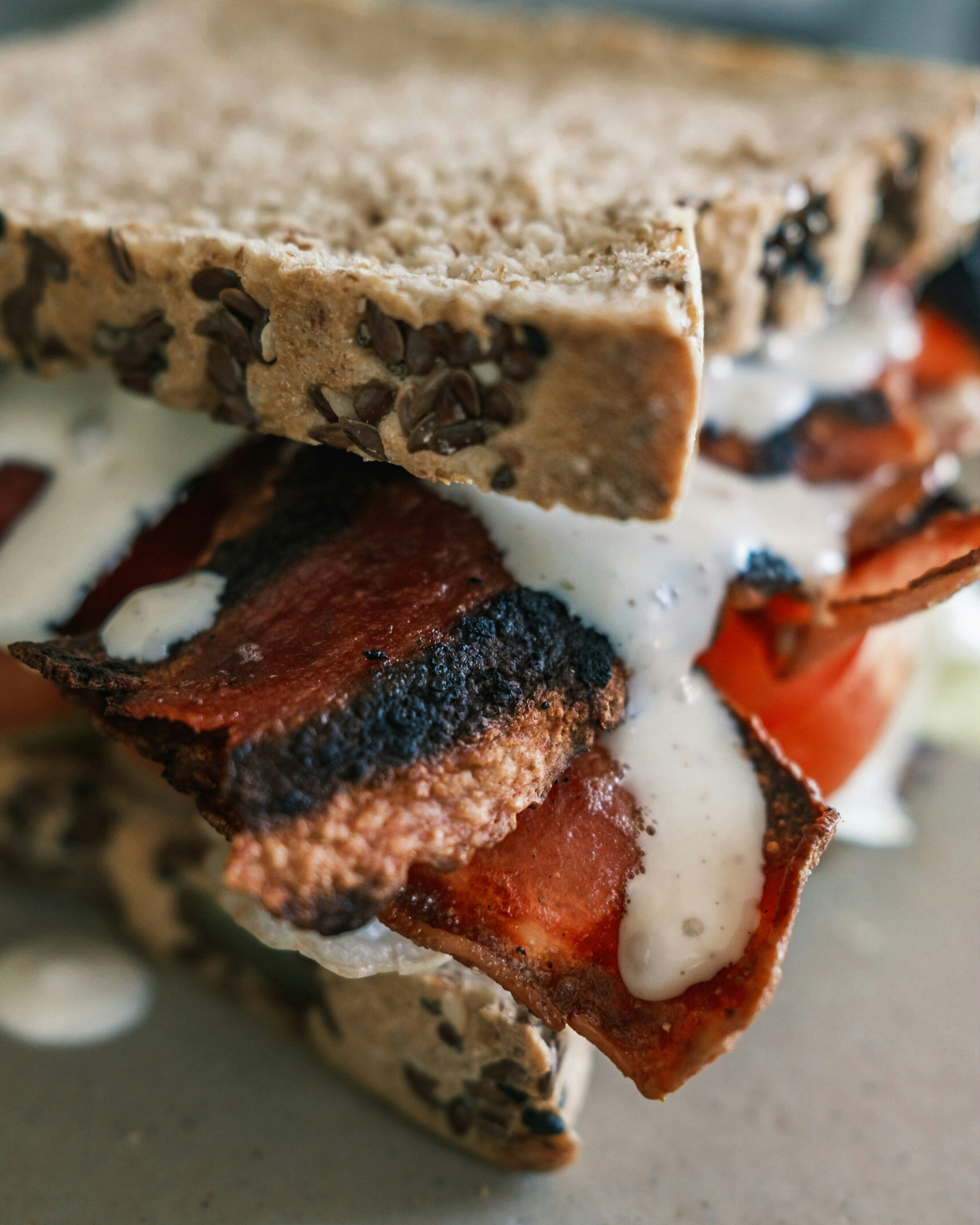 a sandwich with meat and cheese