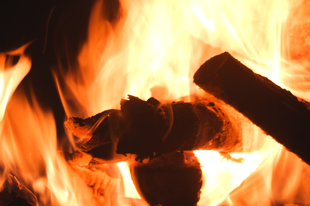 a close-up of a fire