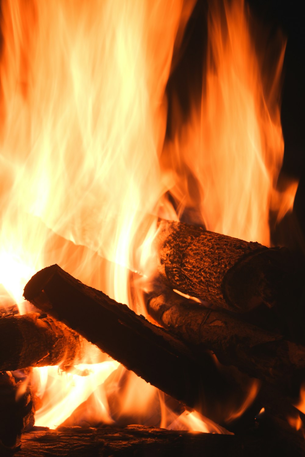 a fire burning in a fireplace