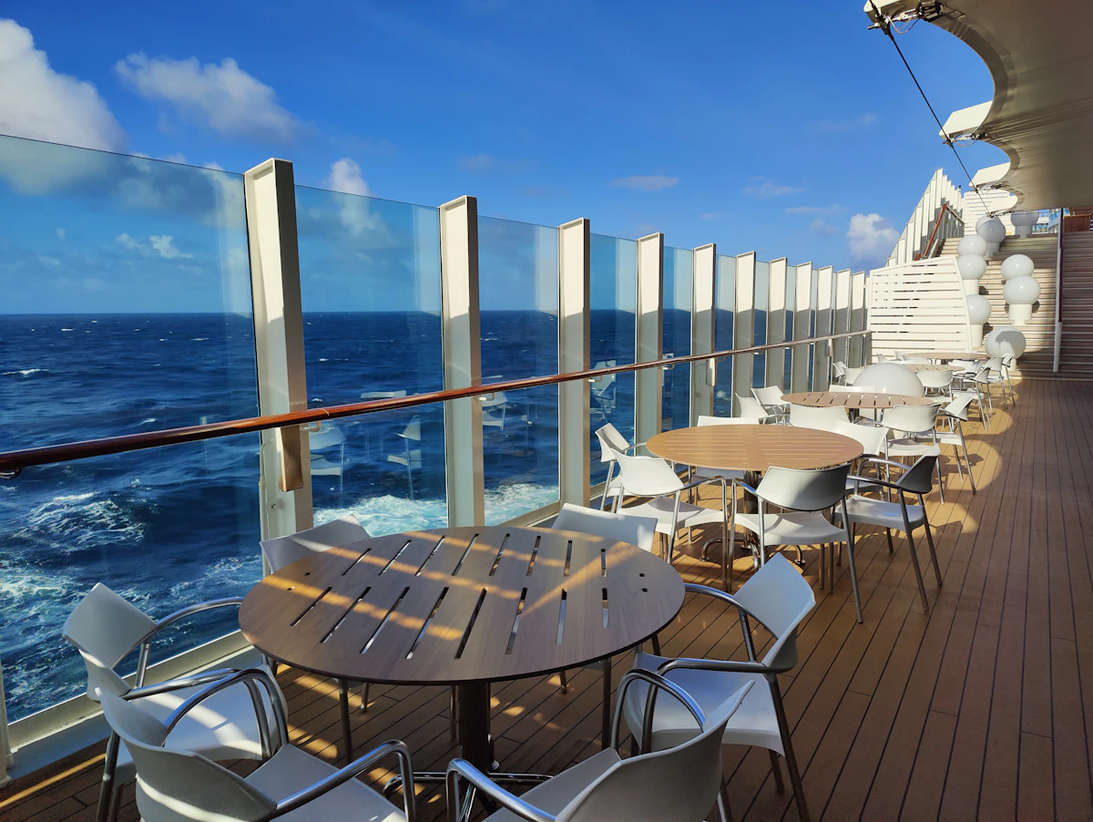 Cruise ship deck overlooking the open sea