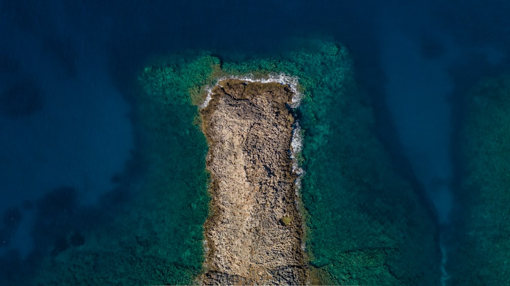 a rock in the water