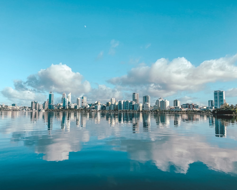 a city skyline across water