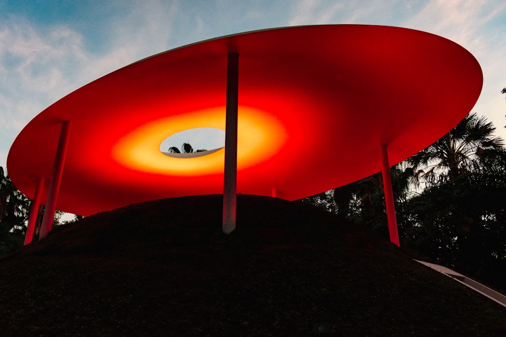 a large red sign