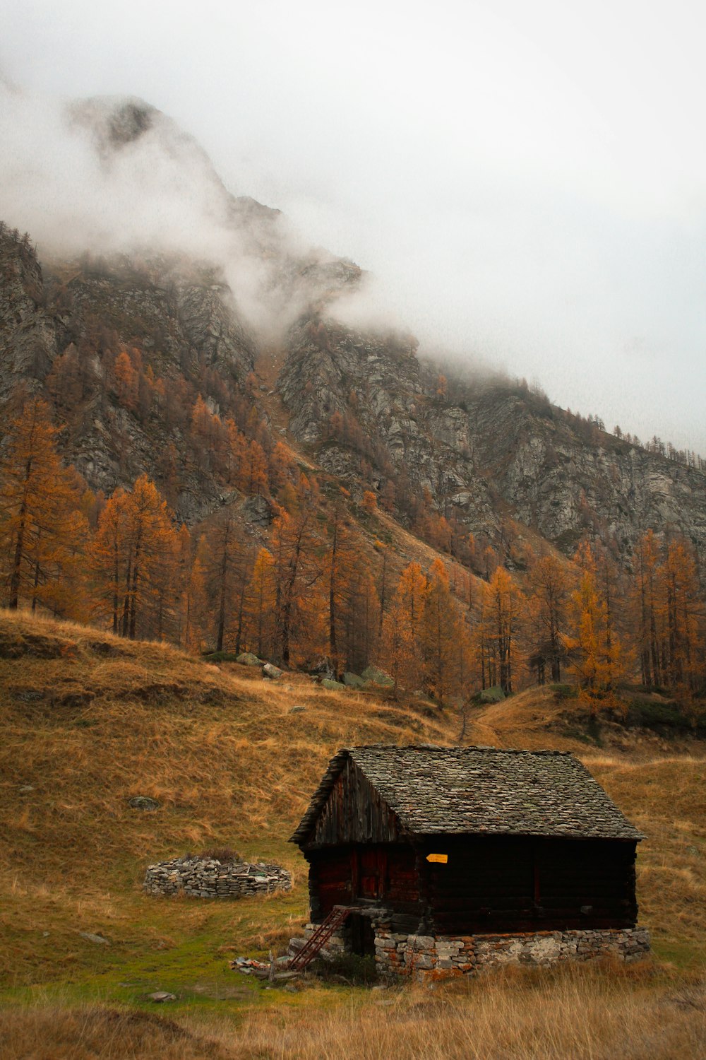 a cabin in the mountains