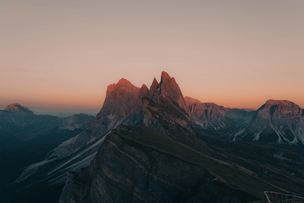 a mountain range with a sunset