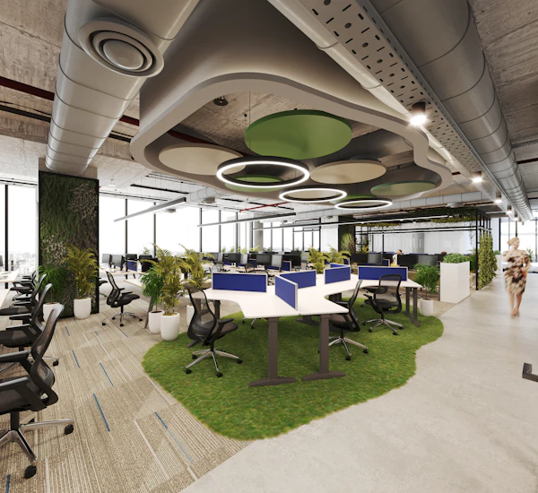 Conference room with long table and chairs