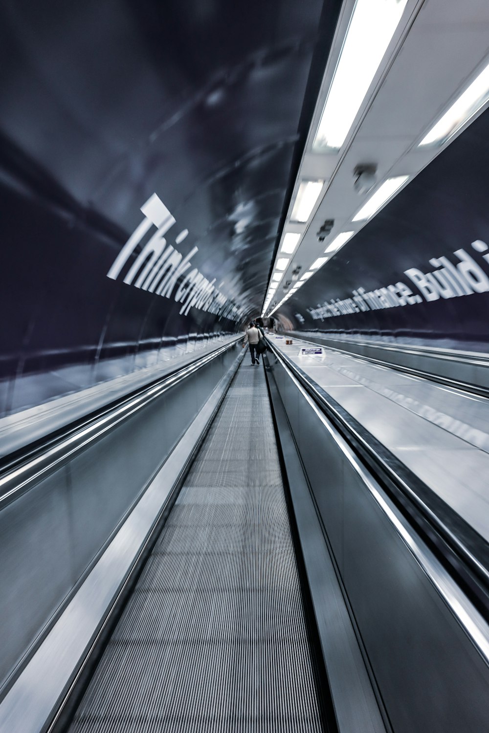 a close-up of a escalator