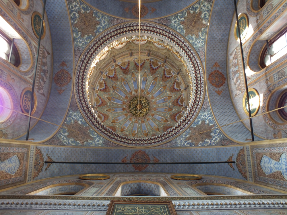 a ceiling with a design