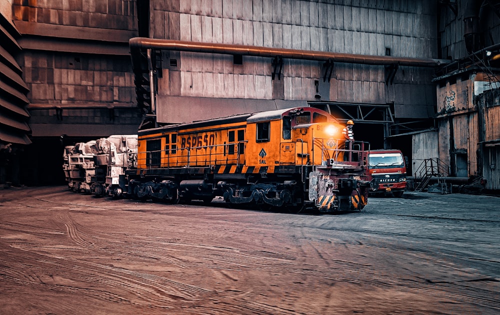 a few trucks in a warehouse