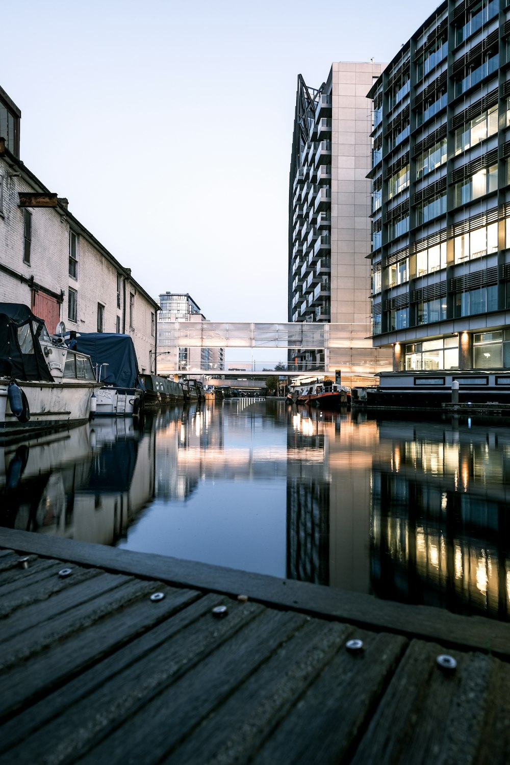 a body of water with buildings around it