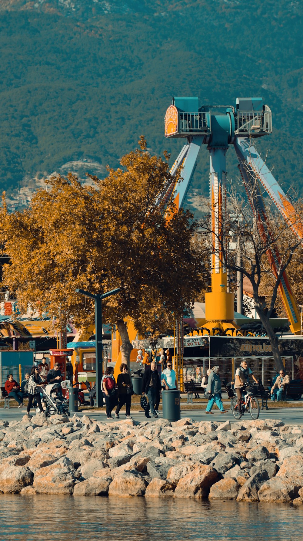 a tall tower with a yellow top