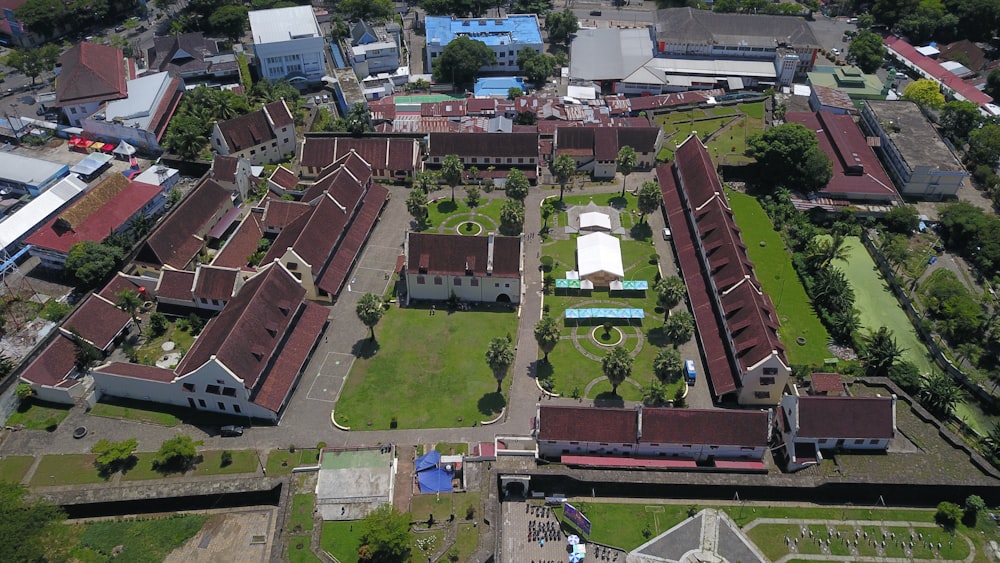 aerial view of a town