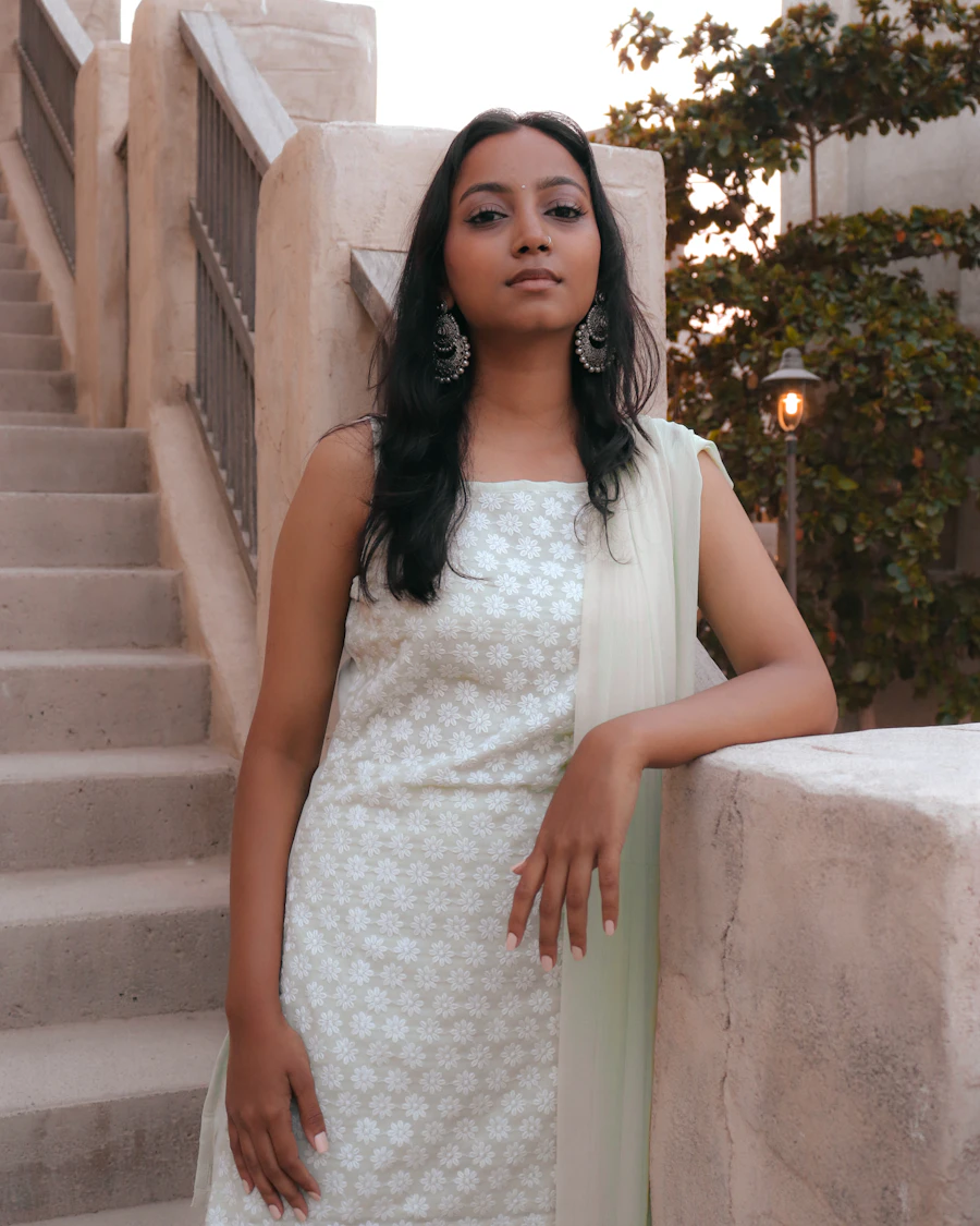 White chikankari kurta set