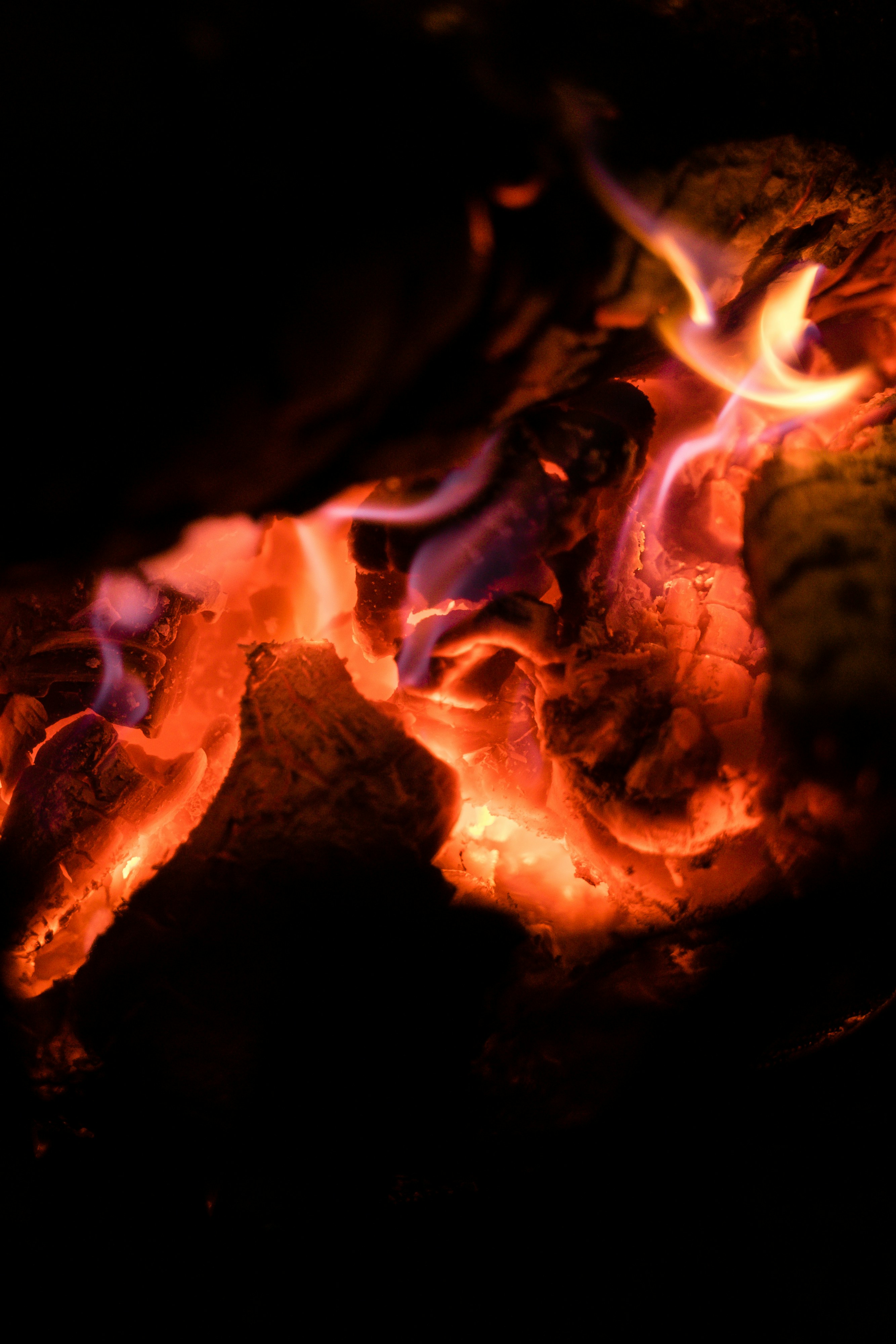 a close-up of a fire