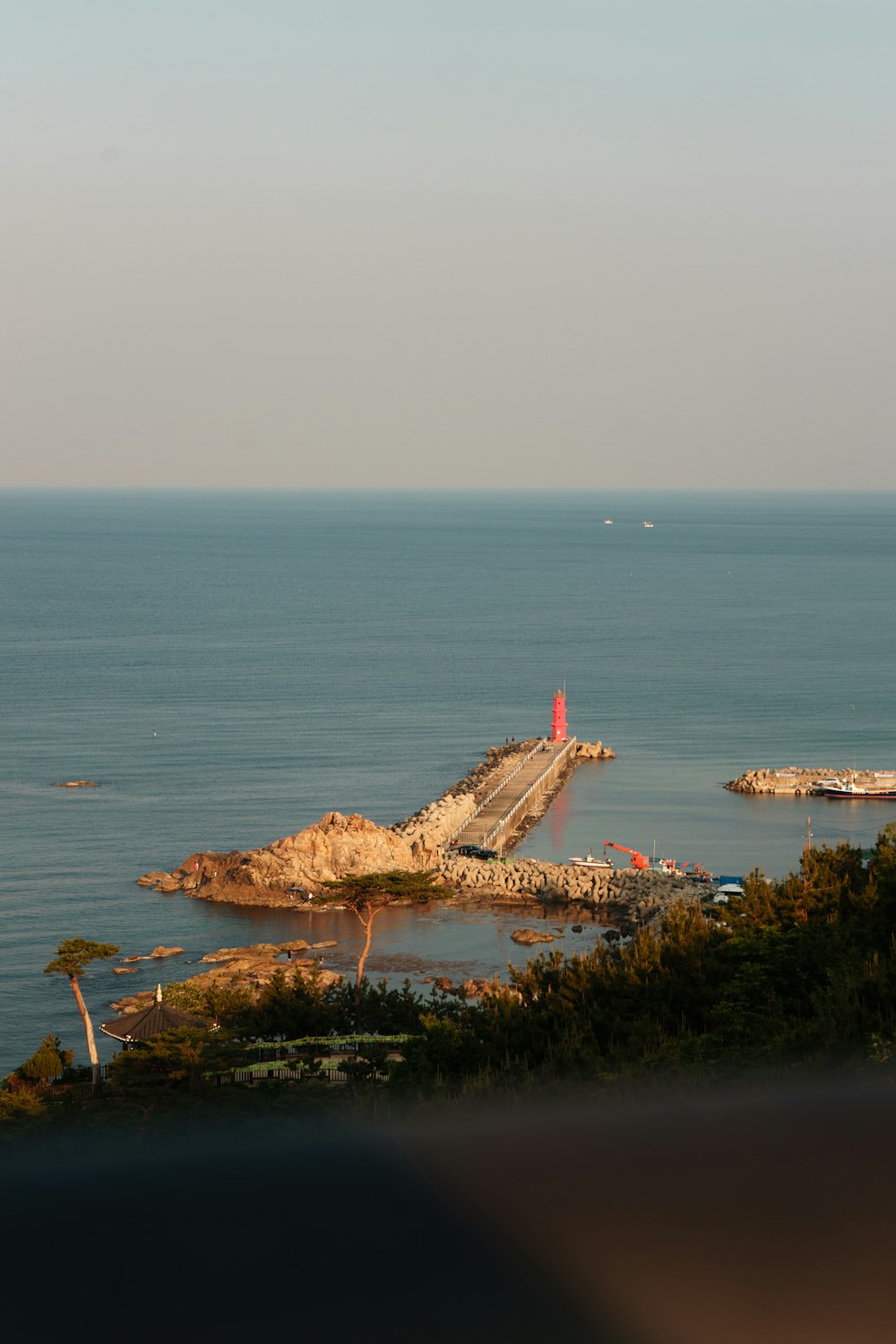 an island with a lighthouse