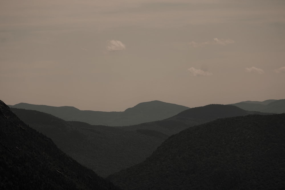 a landscape with hills and a cloudy sky