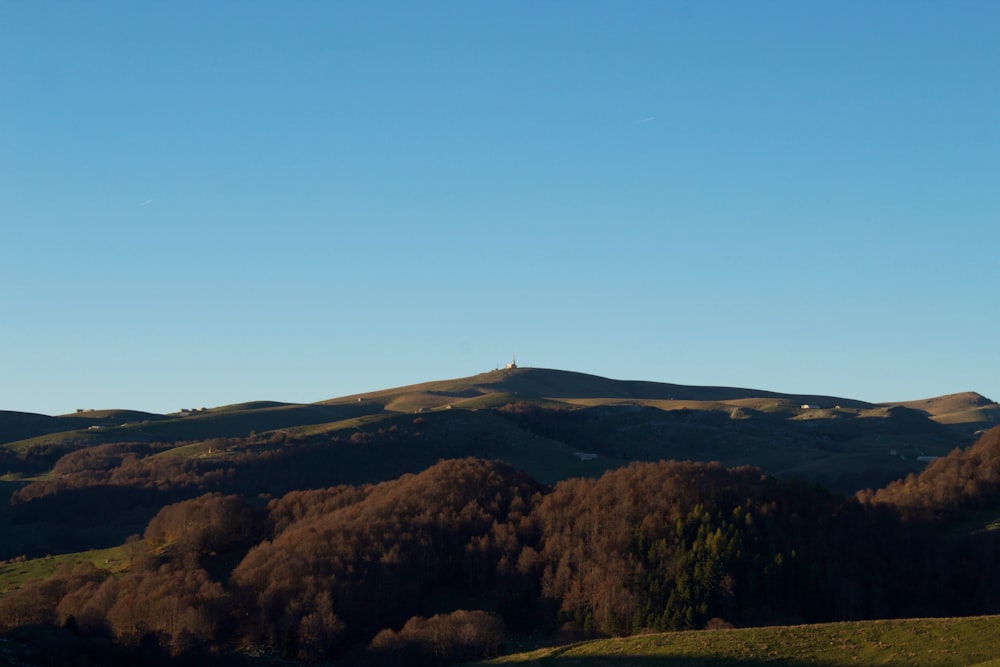 a landscape with hills and trees