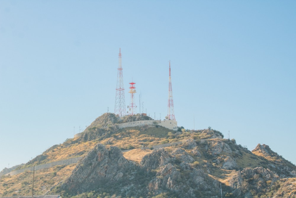 a group of towers on a hill