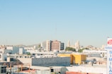A panoramic shot of Aguascalientes downtown with business buildings and urban life