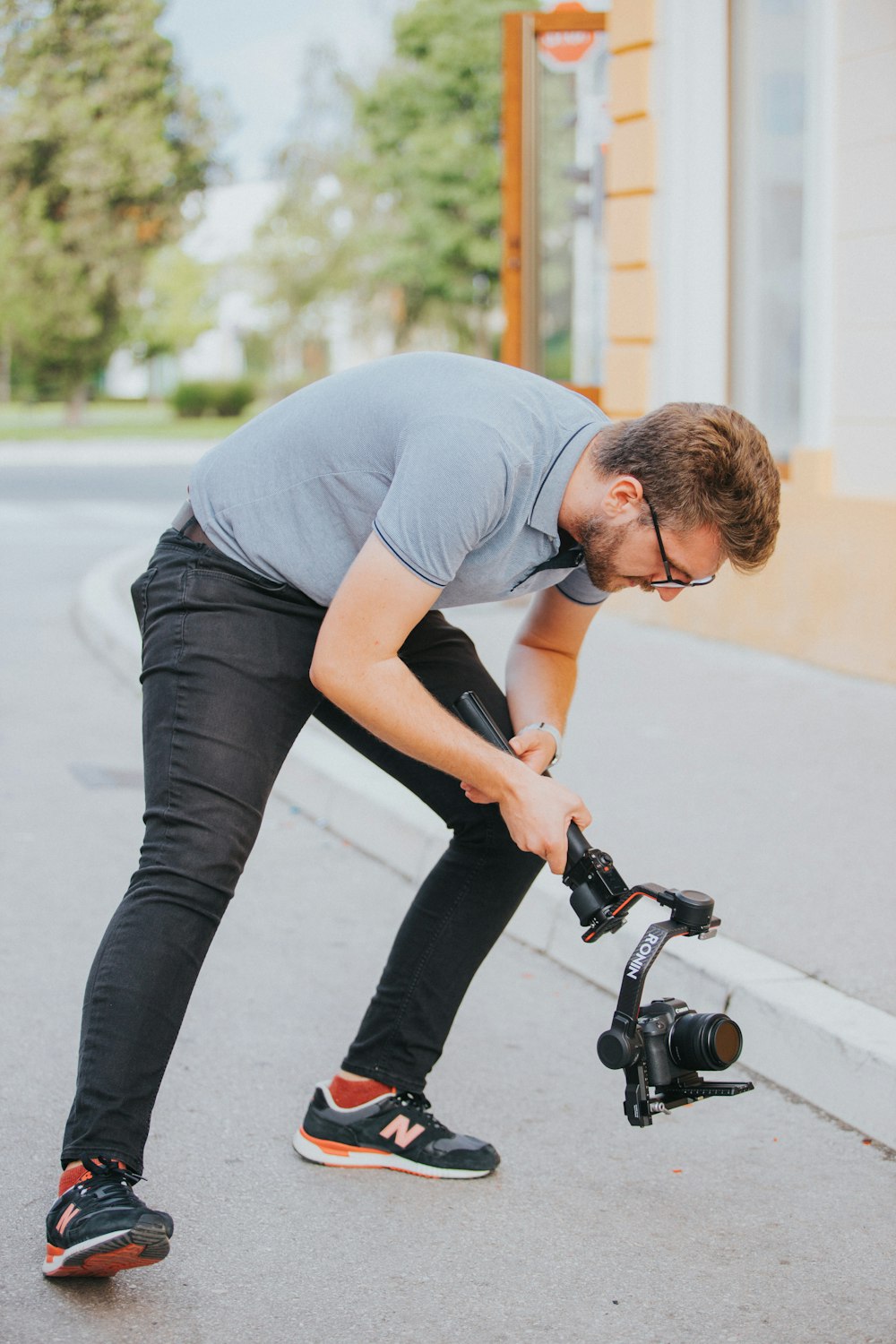 a person looking at a camera