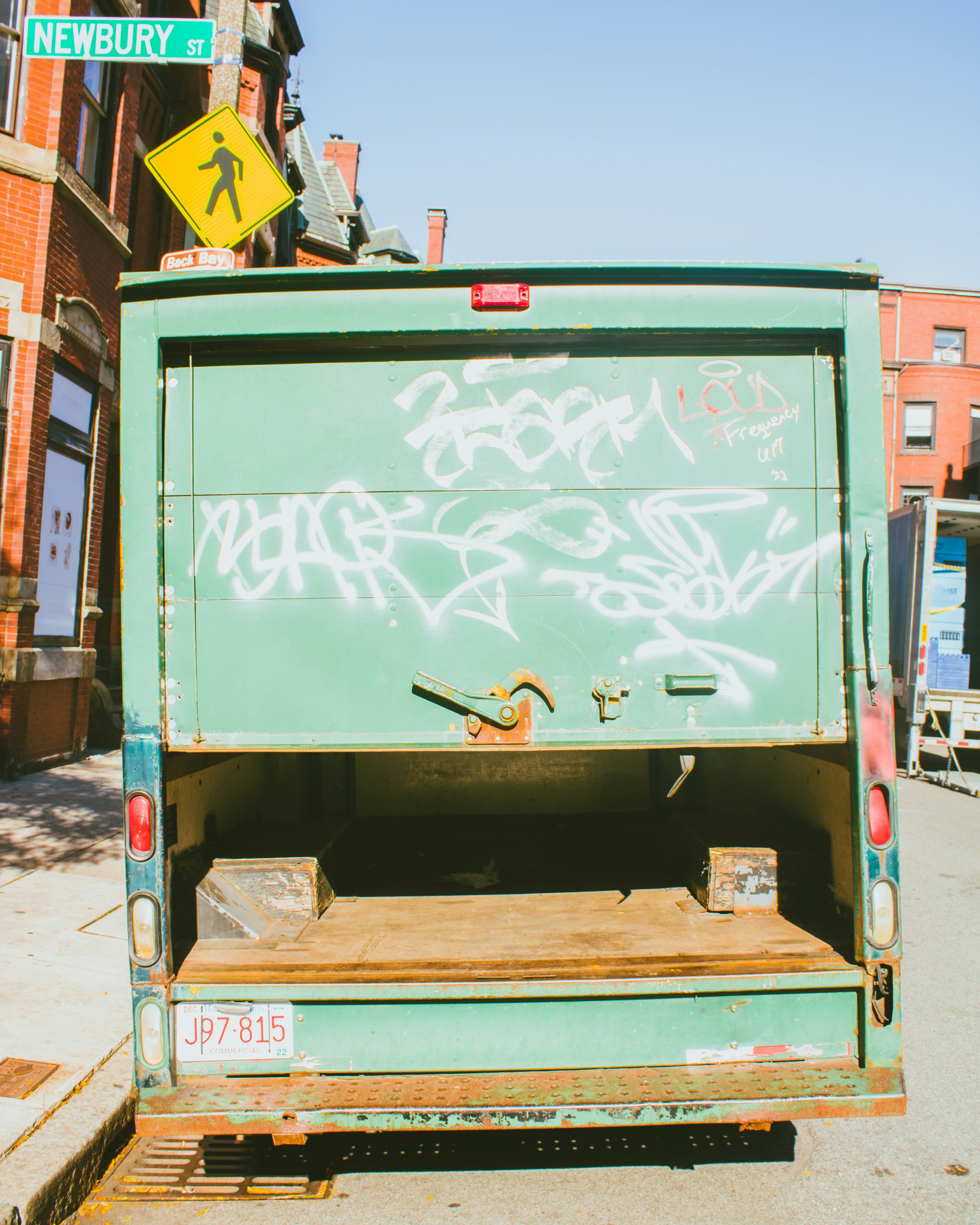 a truck with graffiti on it