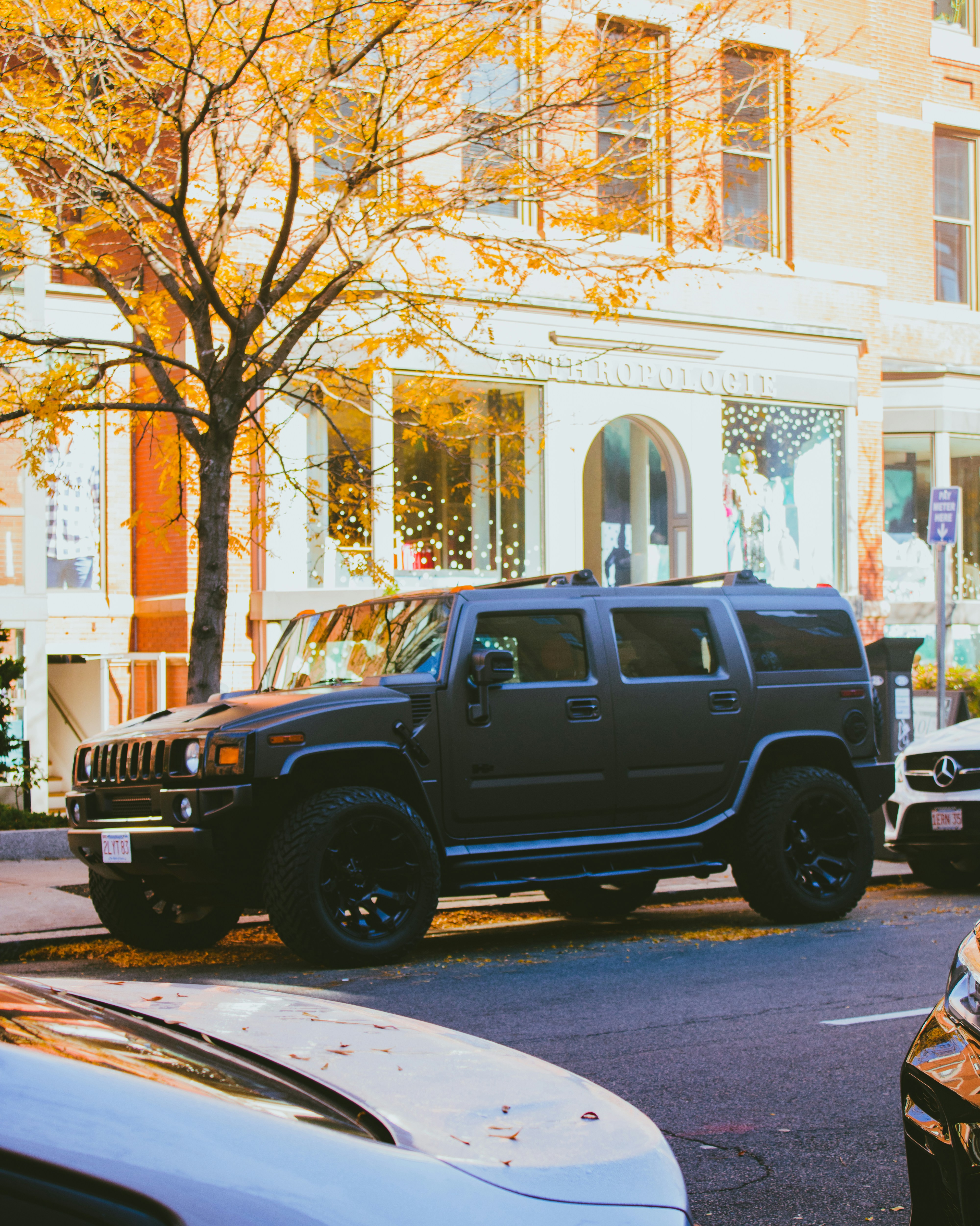 a black truck on the street