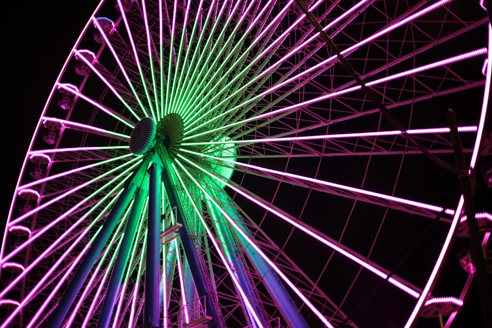 a ferris wheel with colorful lights