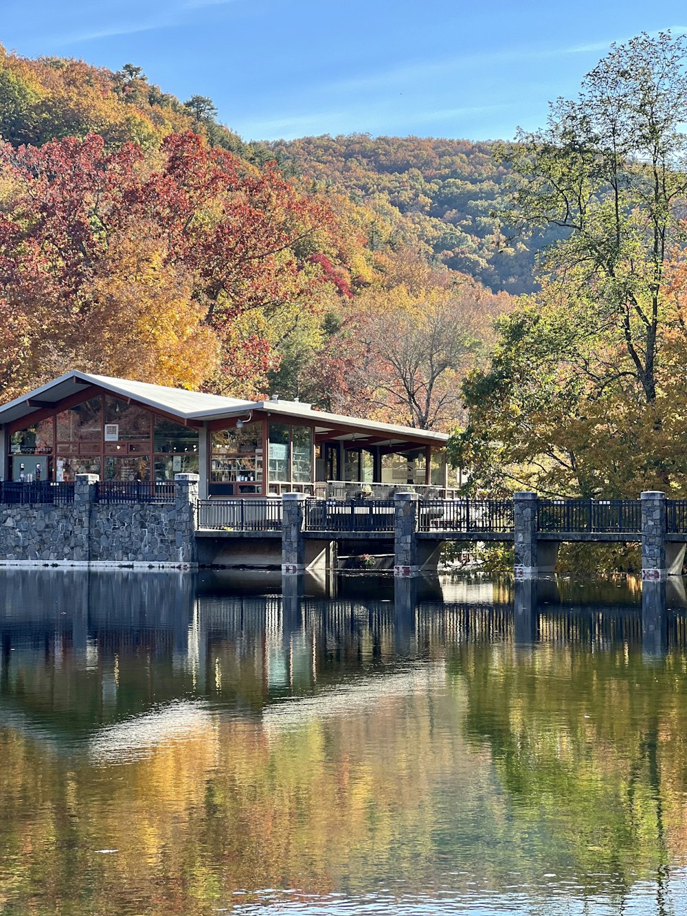 a house on a dock over water