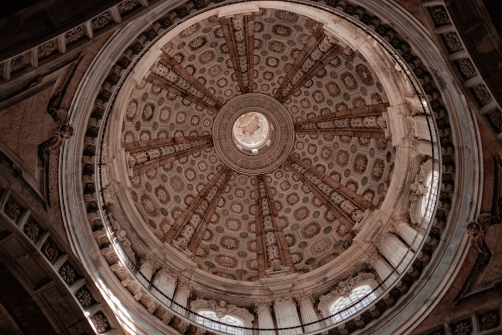 a domed ceiling with a design