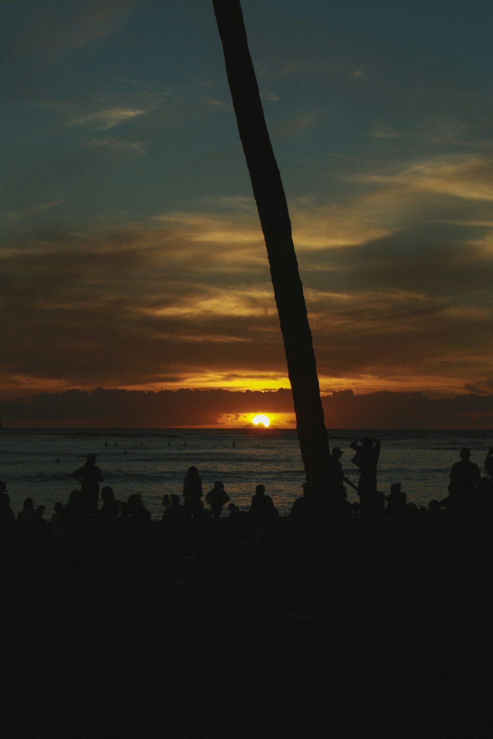 a group of people on a beach